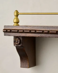 Gloria Carved Wood and Brass Picture Ledge