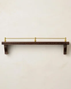 Gloria Carved Wood and Brass Picture Ledge