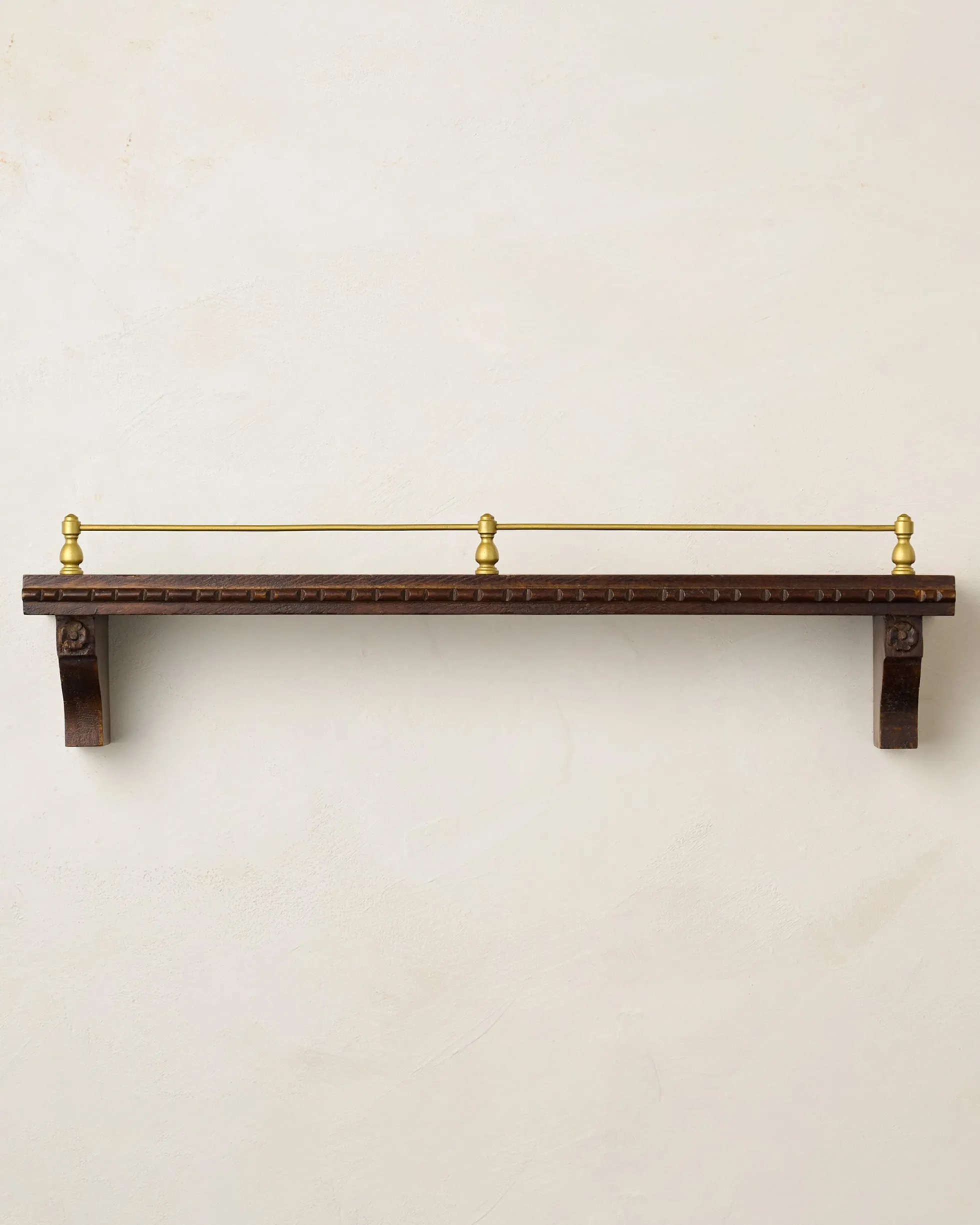 Gloria Carved Wood and Brass Picture Ledge