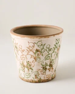 Green and White Distressed Planter
