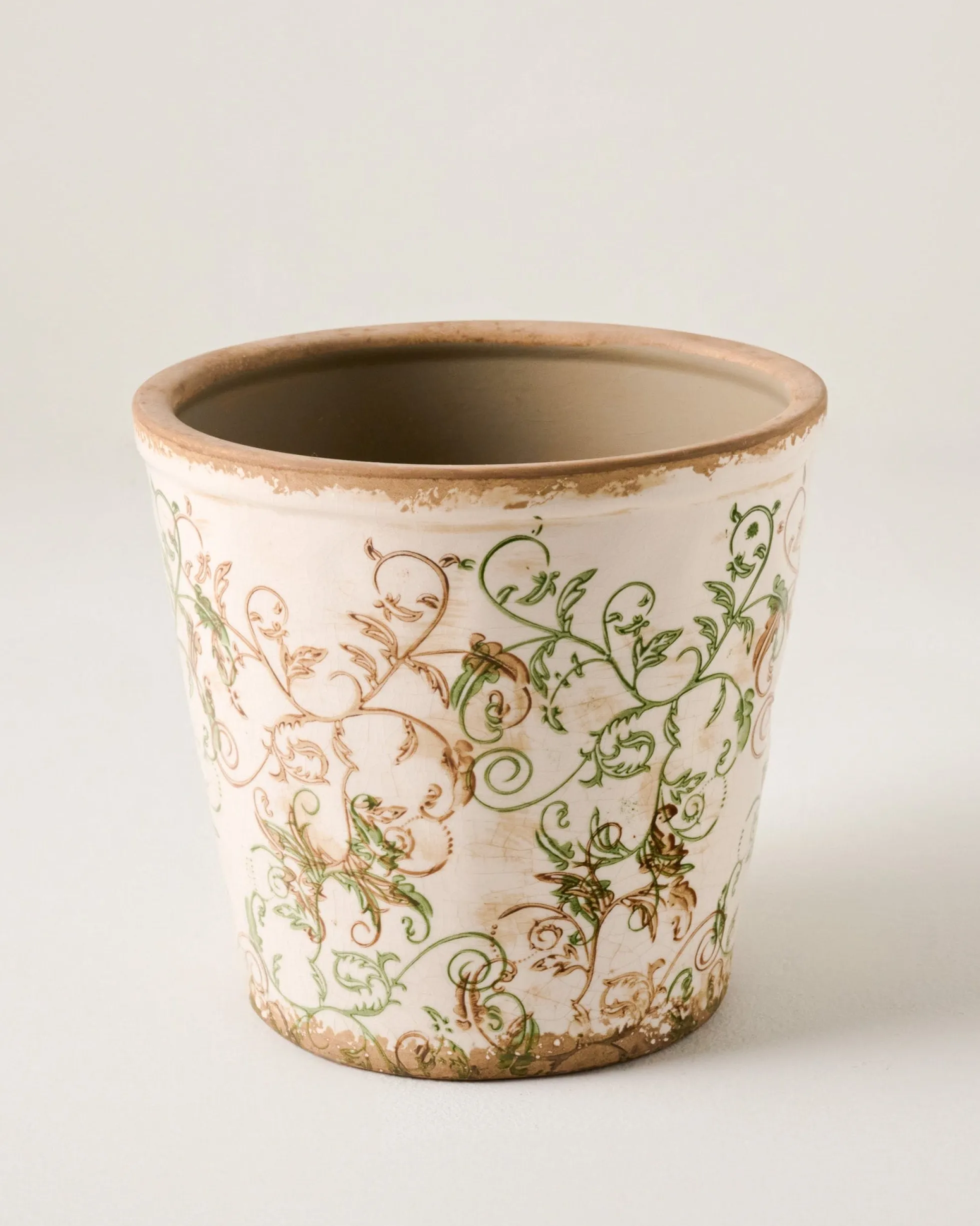 Green and White Distressed Planter