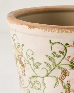 Green and White Distressed Planter
