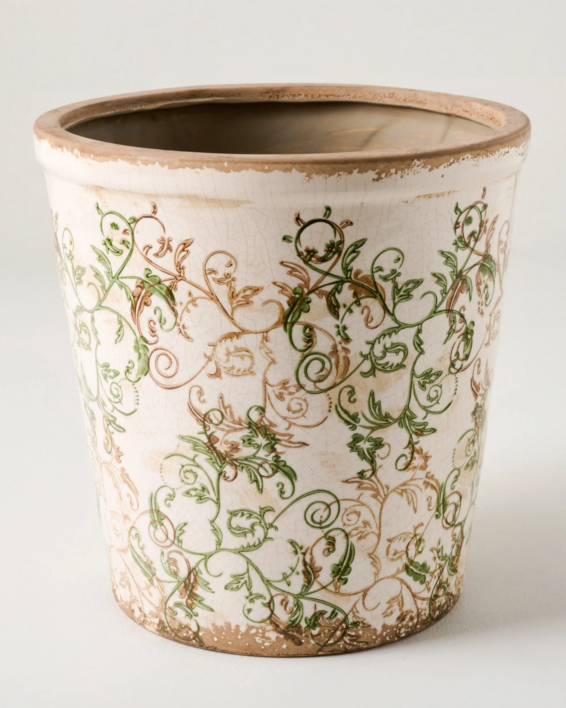 Green and White Distressed Planter