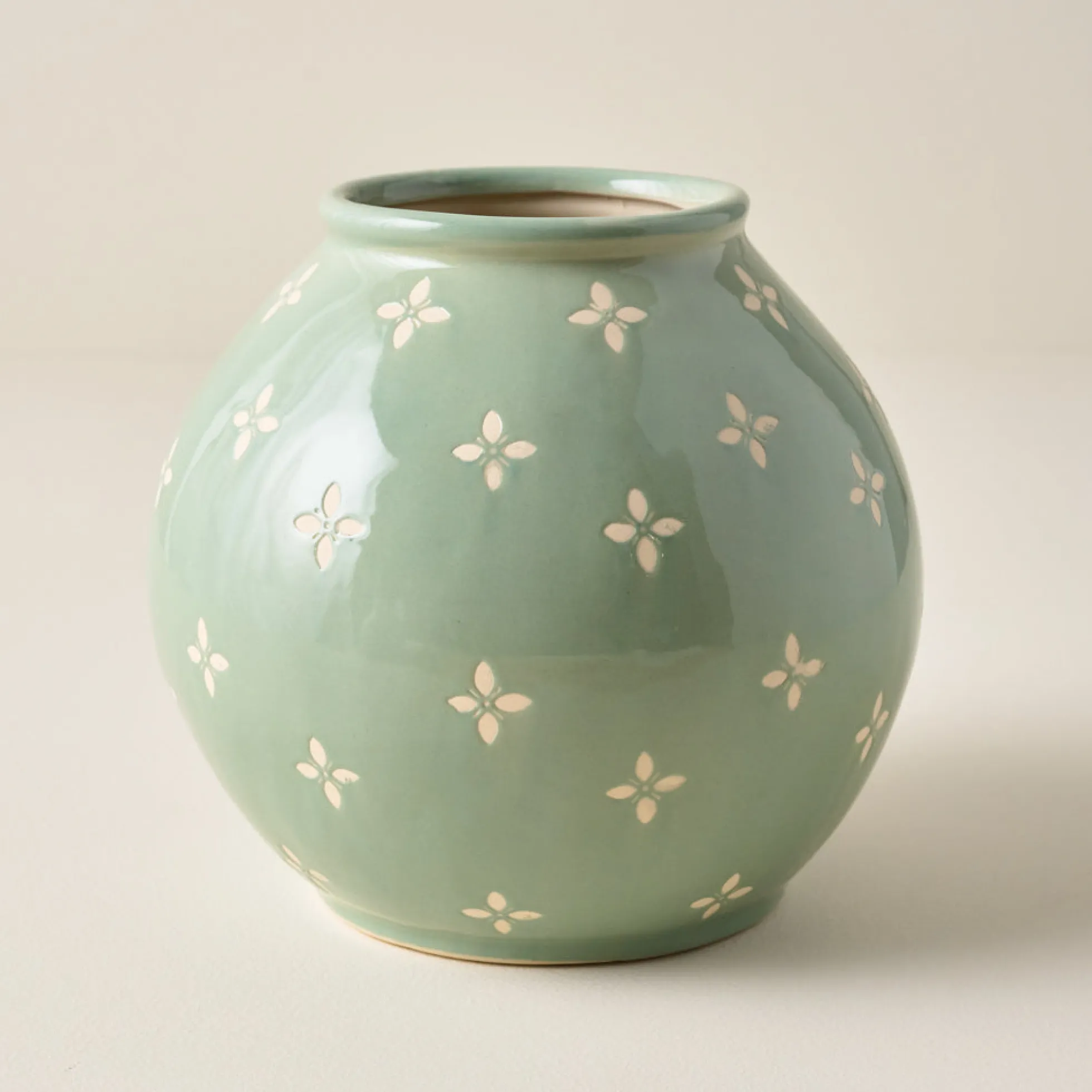Green and White Luna Vase