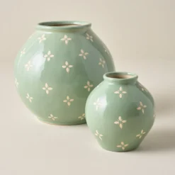 Green and White Luna Vase