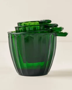 Green Glass Measuring Cup Set