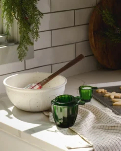 Green Glass Measuring Cup Set