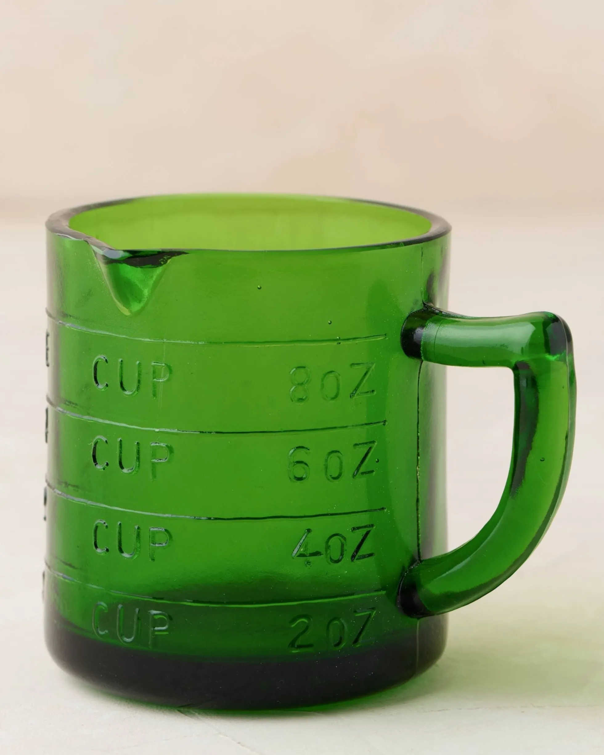 Green Glass One Cup Measuring Cup