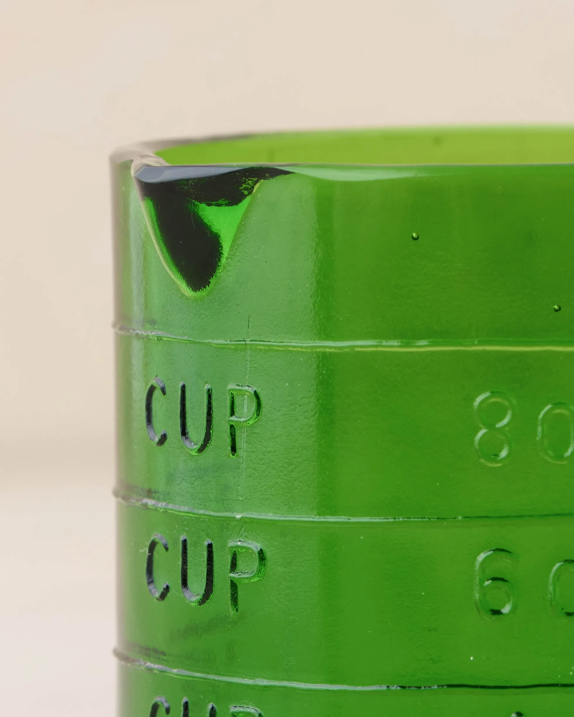 Green Glass One Cup Measuring Cup