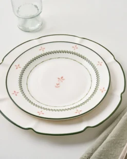 Green Luna Floral Salad Plate