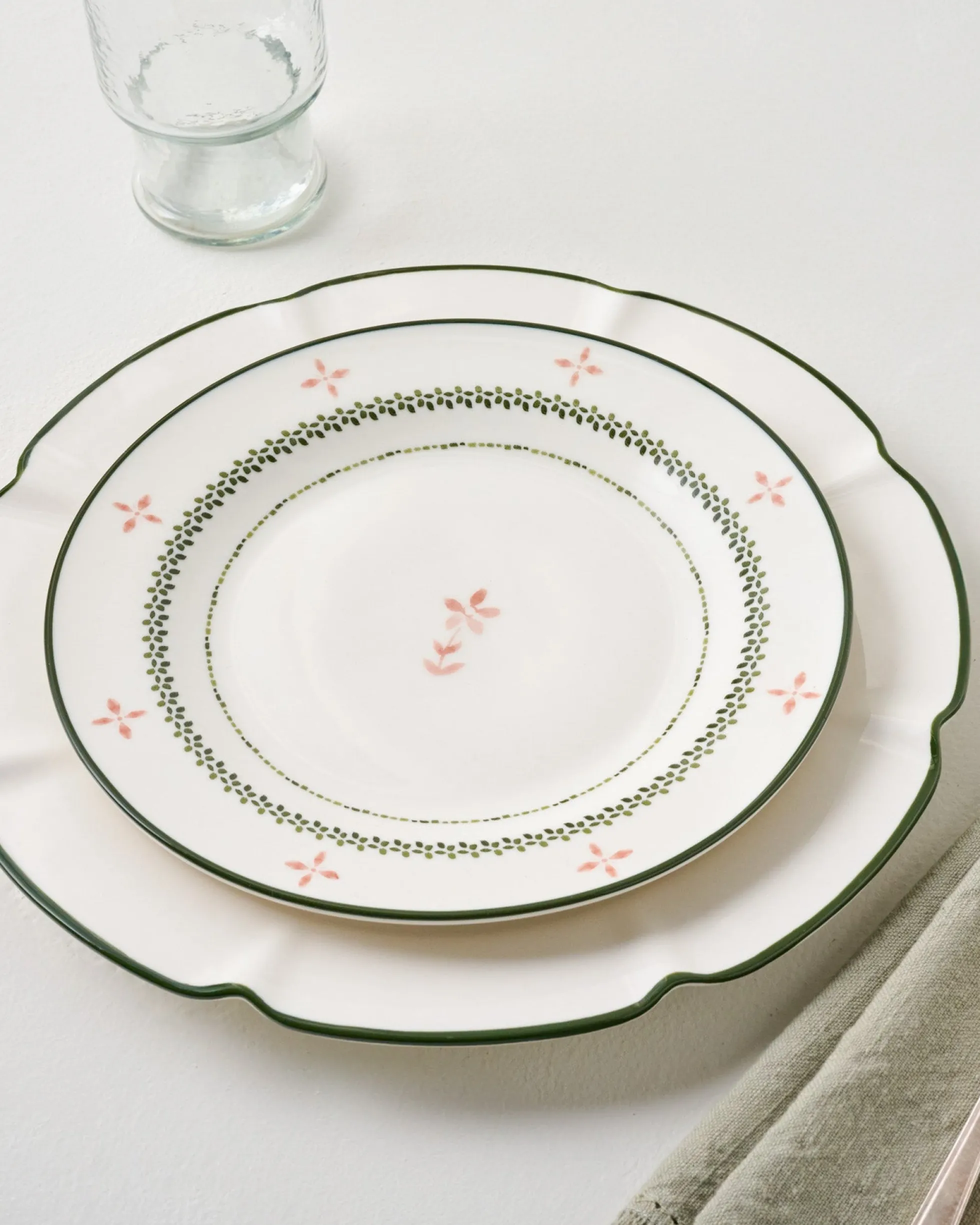 Green Luna Floral Salad Plate