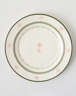 Green Luna Floral Salad Plate