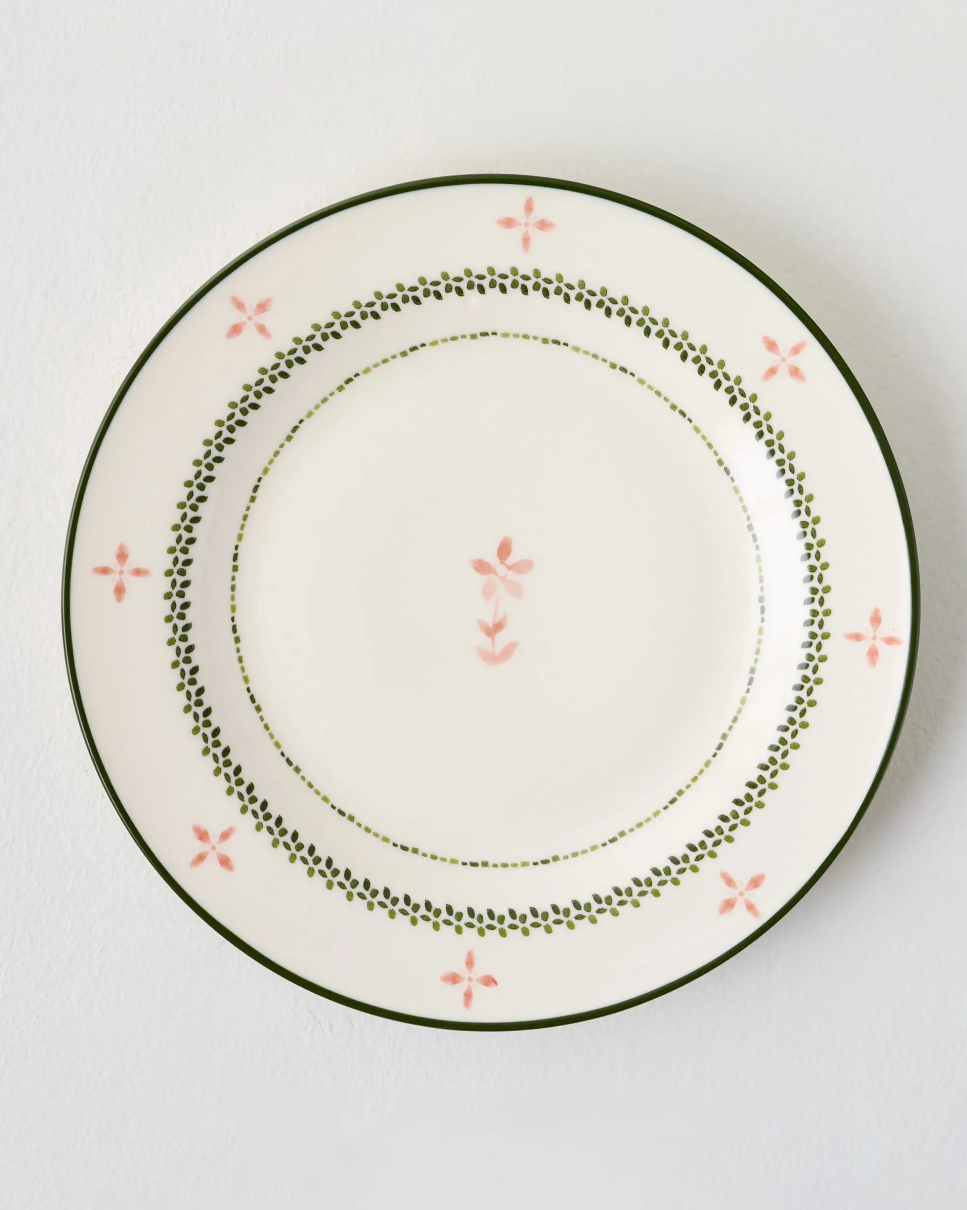 Green Luna Floral Salad Plate