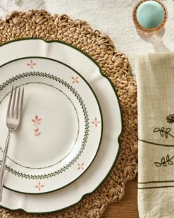 Green Luna Floral Salad Plate