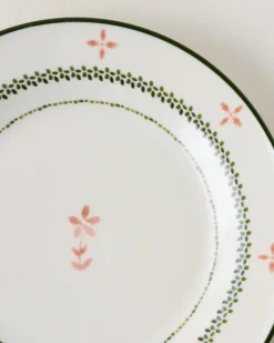 Green Luna Floral Salad Plate