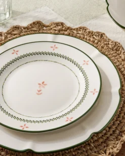 Green Luna Floral Salad Plate