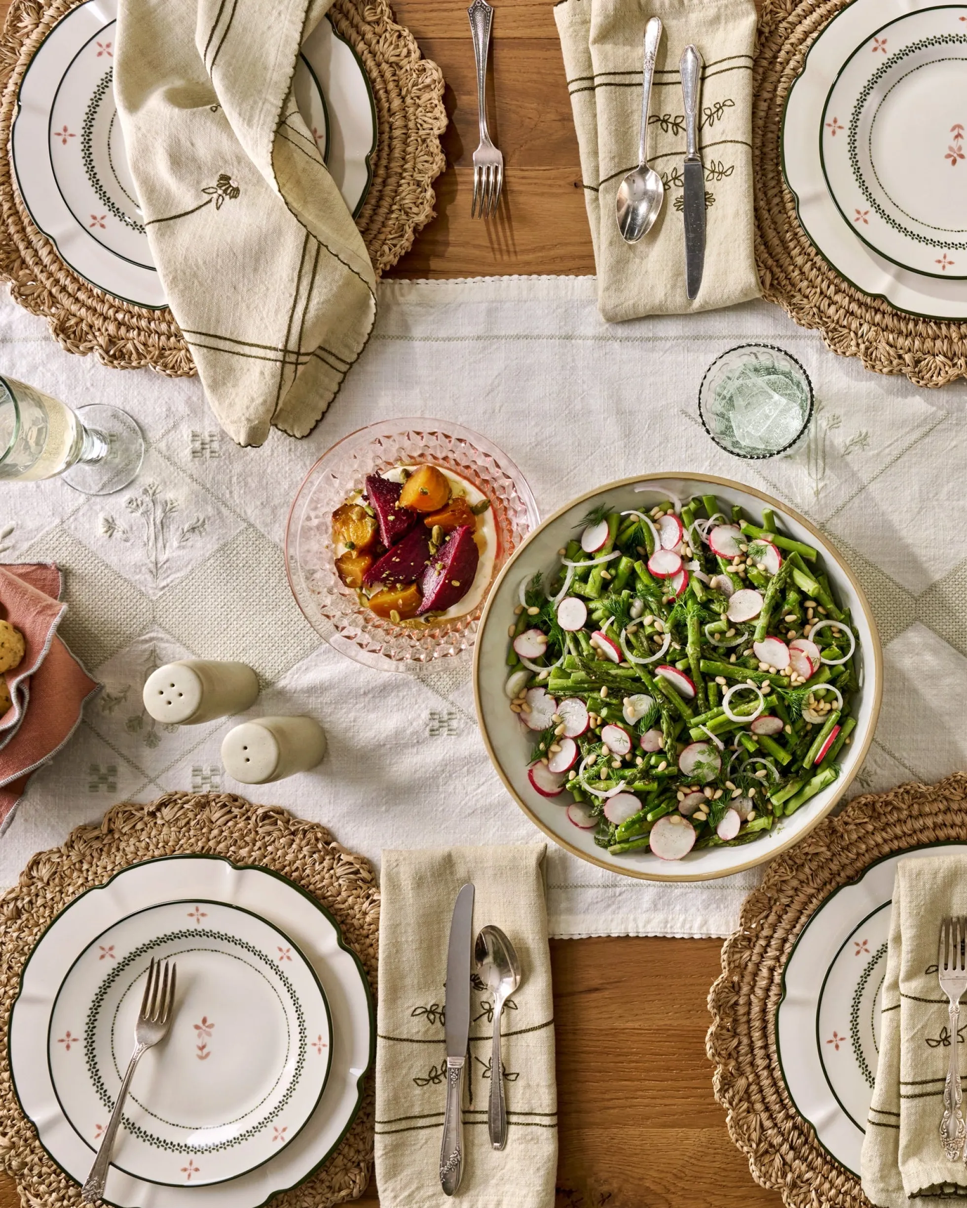 Green Luna Floral Salad Plate