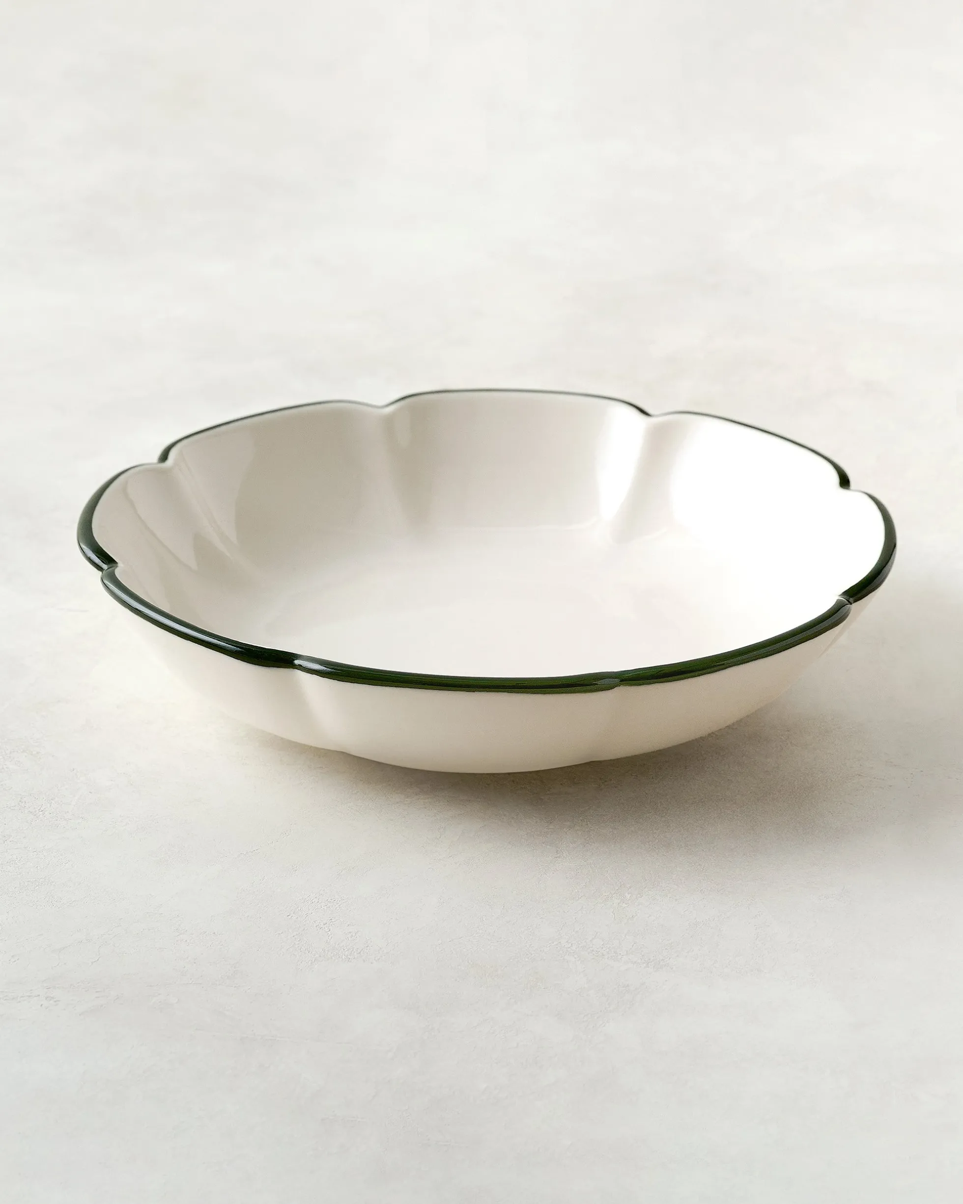 Green Luna Scalloped Pasta Bowl