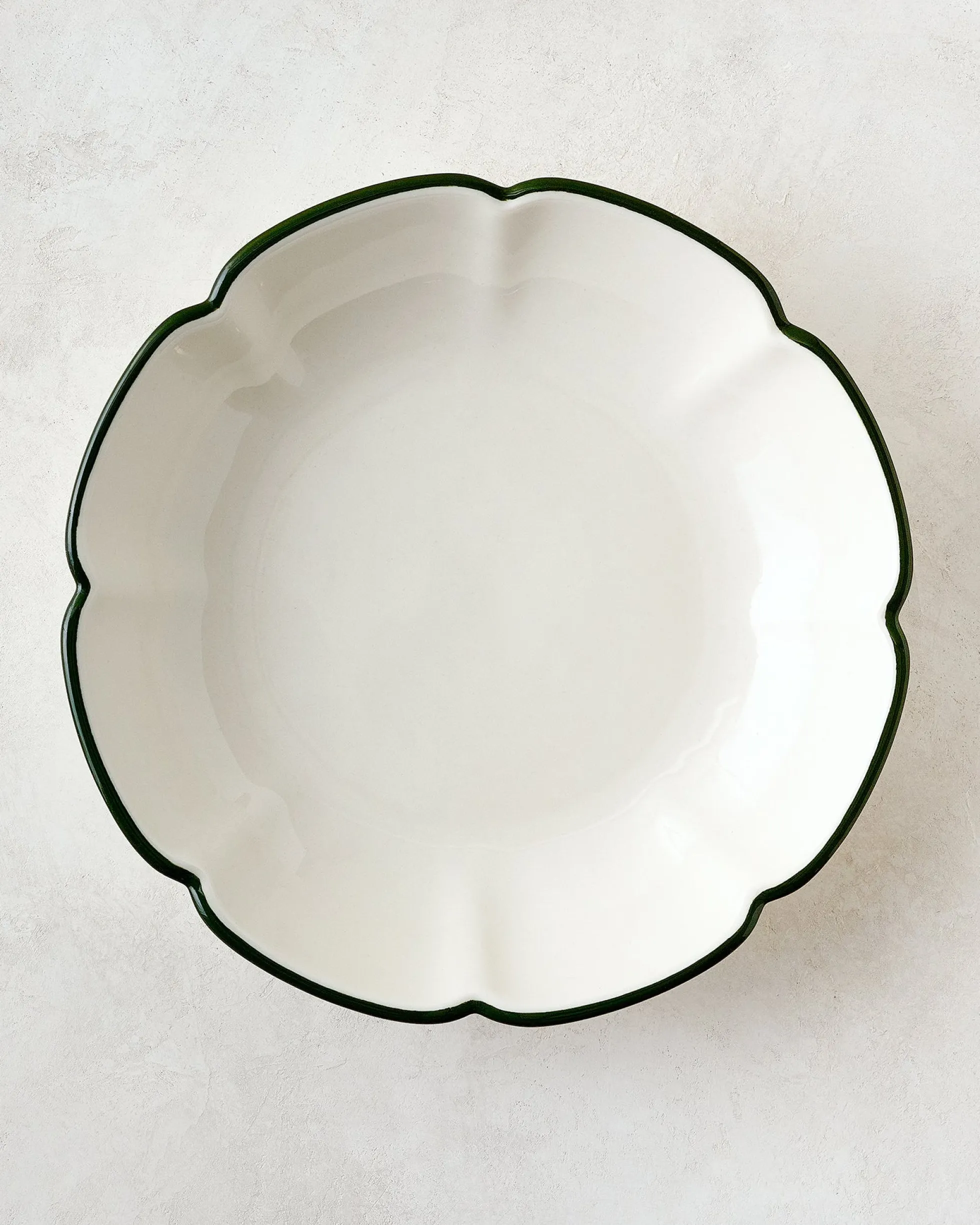 Green Luna Scalloped Pasta Bowl