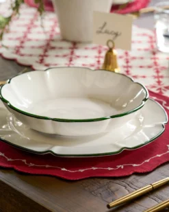 Green Luna Scalloped Pasta Bowl