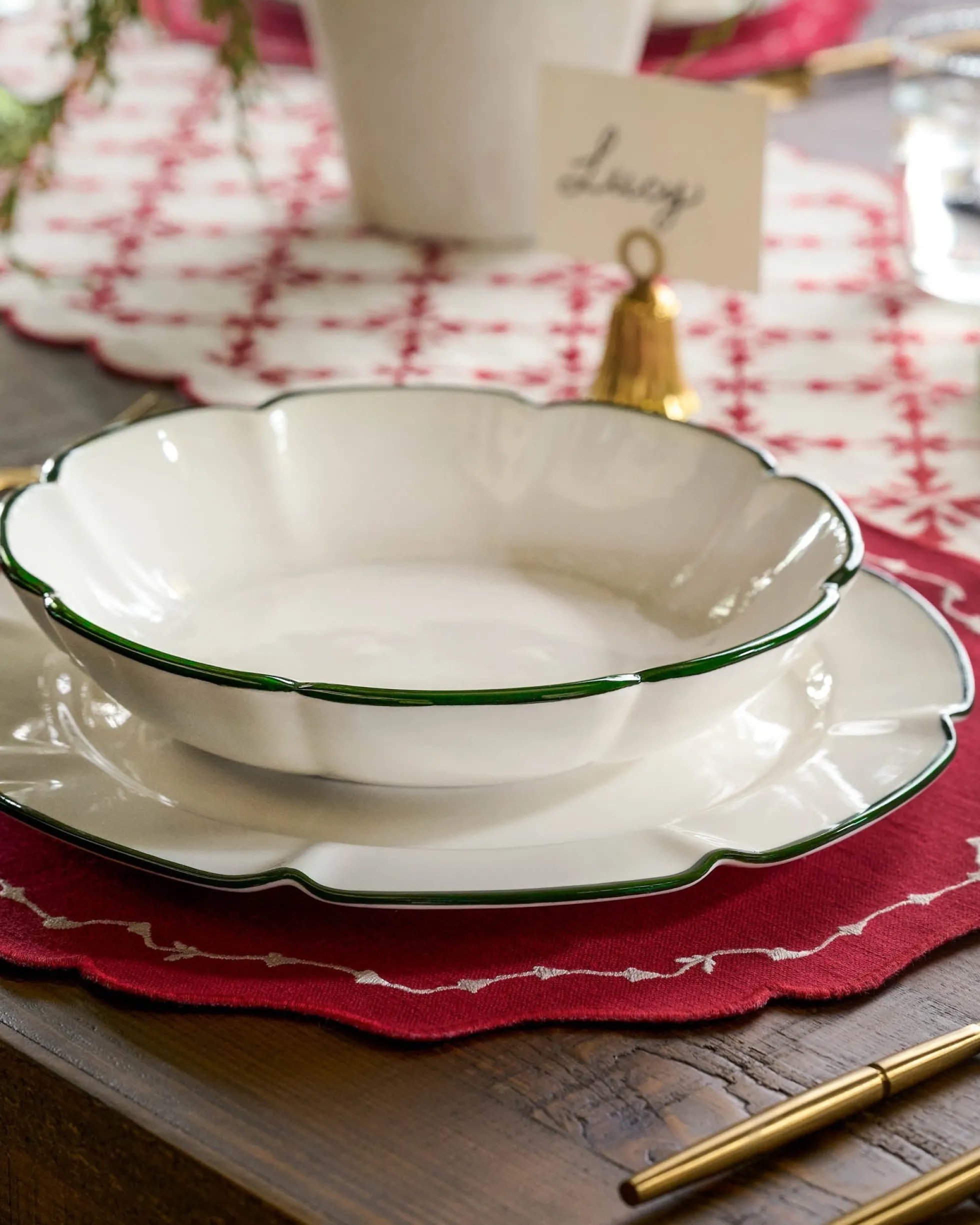 Green Luna Scalloped Pasta Bowl