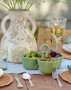 Green Scalloped Trio Snack Bowl