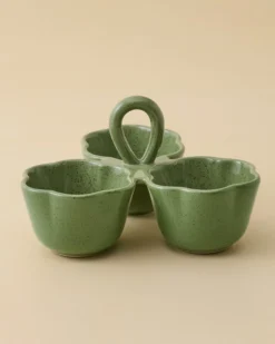 Green Scalloped Trio Snack Bowl