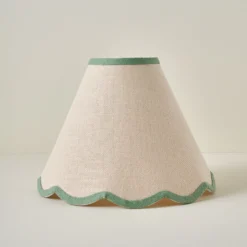 Green Wavy Trim Linen Shade