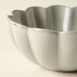 Grey Scalloped Cereal Bowl