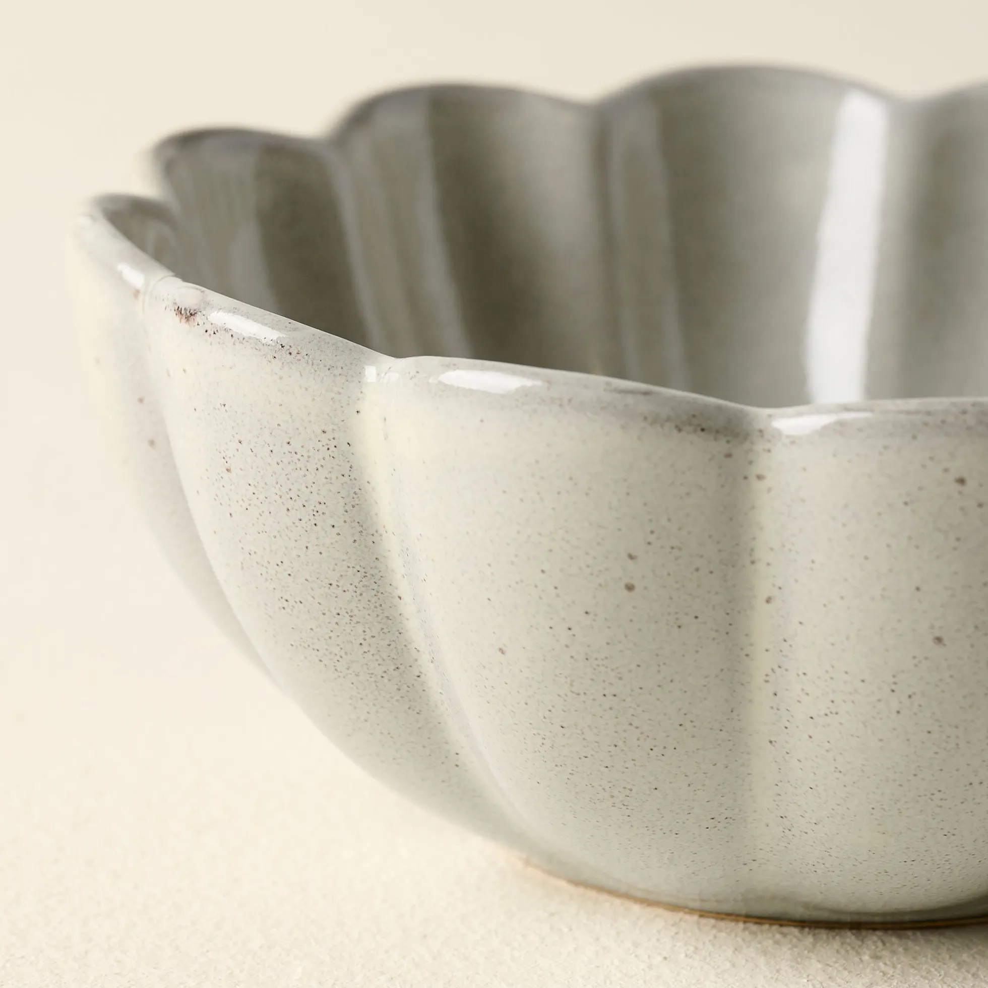 Grey Scalloped Cereal Bowl