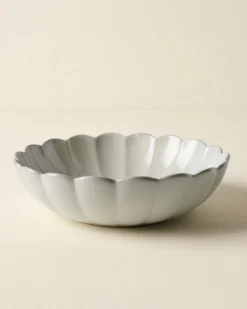 Grey Scalloped Serving Bowl
