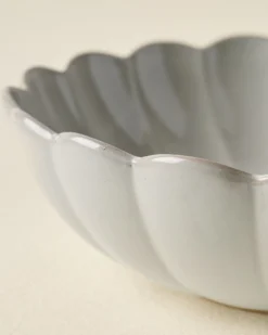 Grey Scalloped Serving Bowl