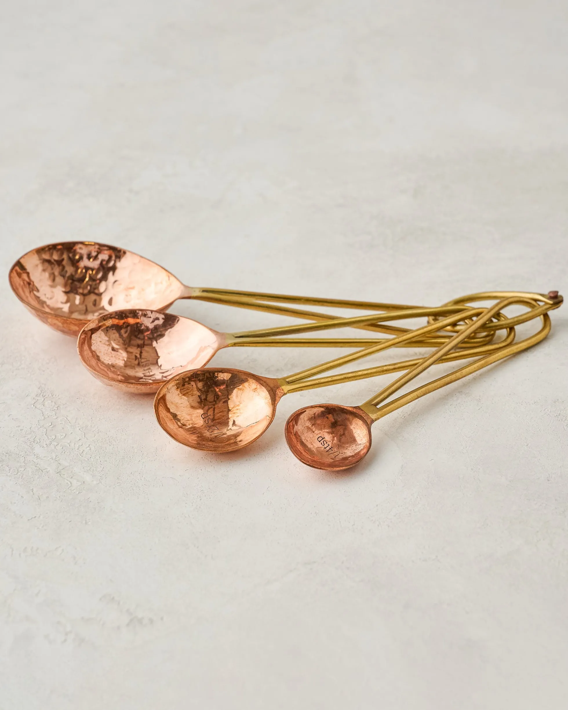 Hammered Copper and Gold Measuring Spoons