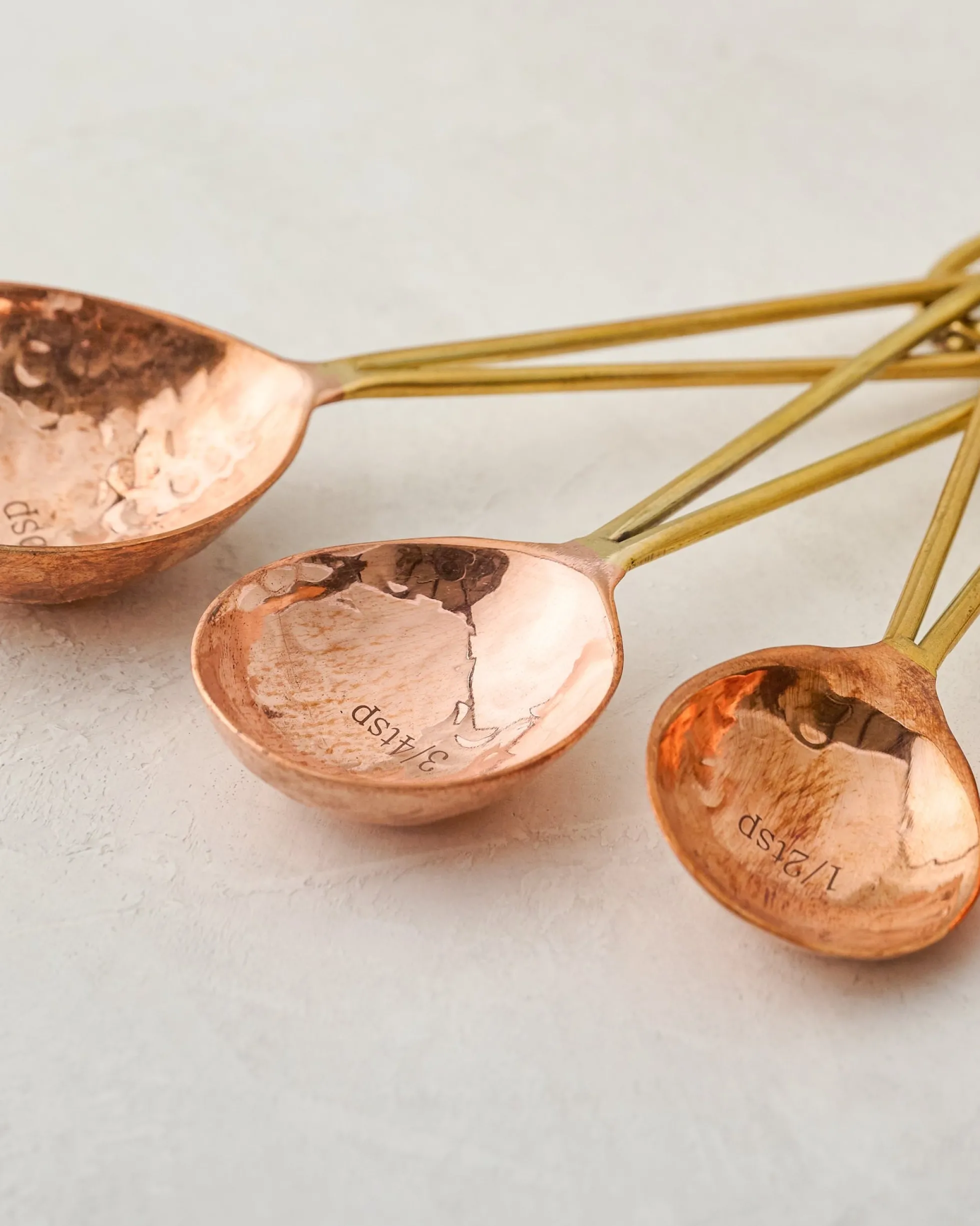 Hammered Copper and Gold Measuring Spoons