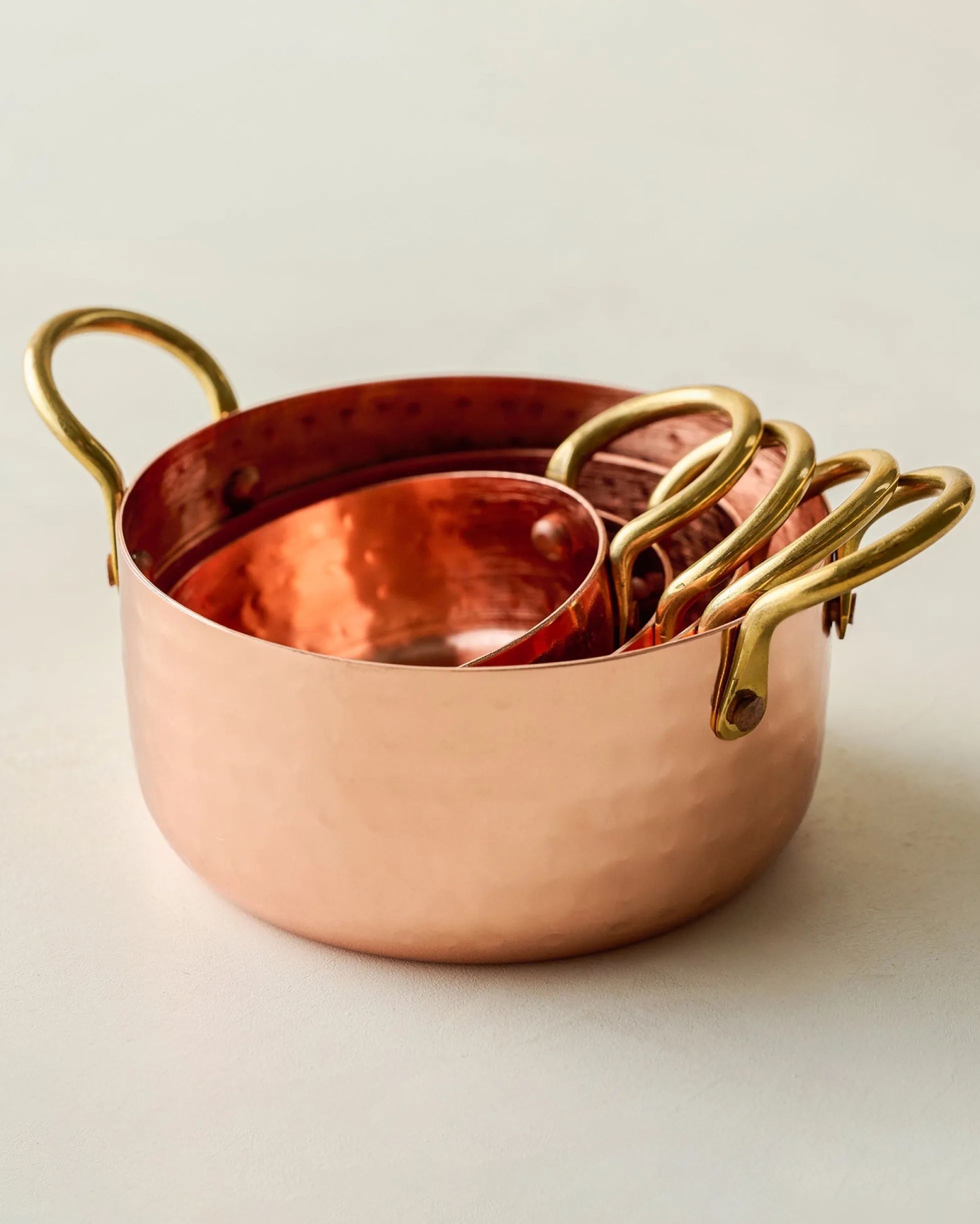 Hammered Copper & Gold Measuring Cups