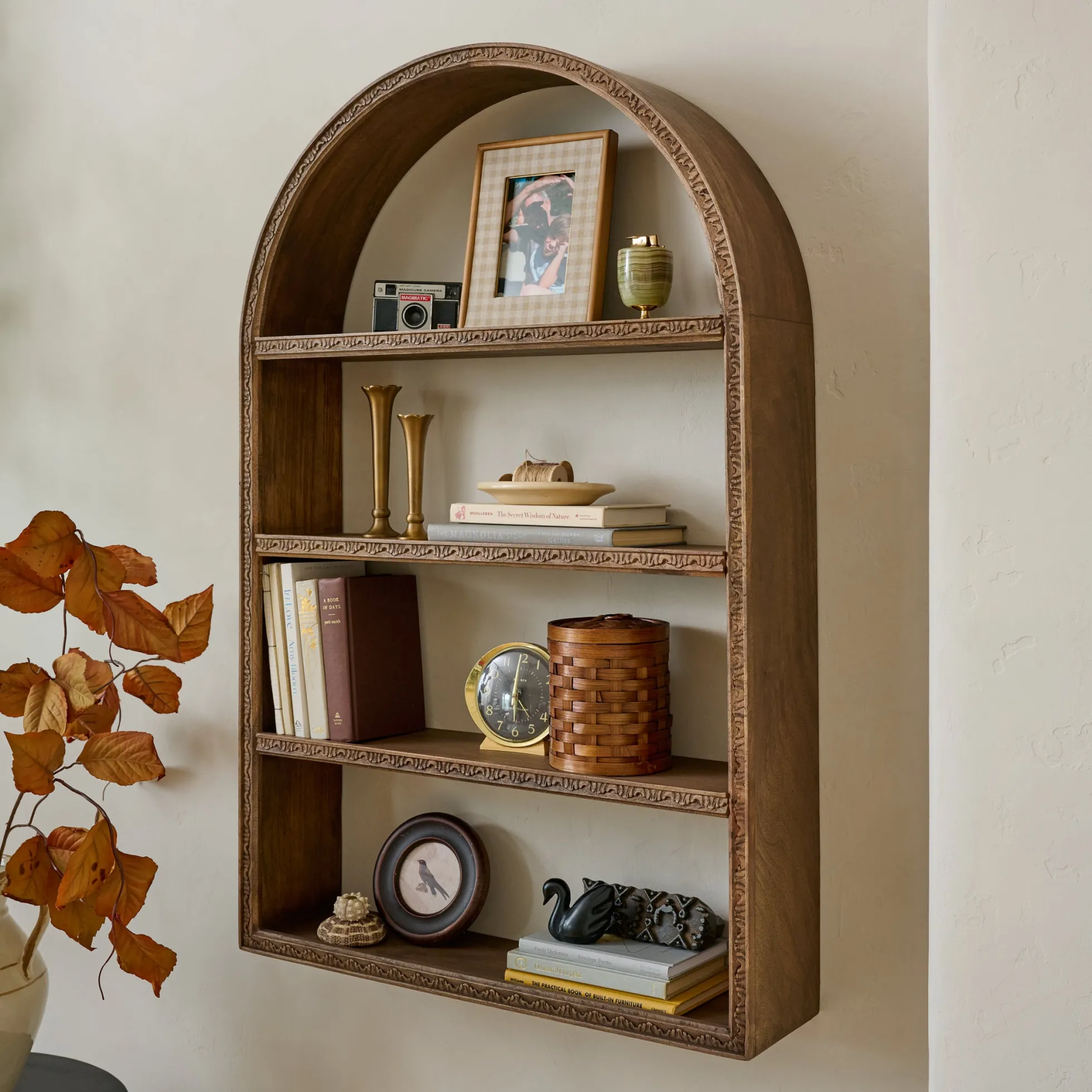 Hand Carved Wooden Archer Shelf