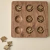 Hand Carved Wood Floral Tic Tac Toe