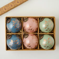Hand-Painted Glass Ornament, Set of 6