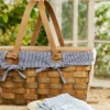 Handwoven Picnic Basket with Striped Liner