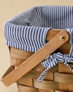Handwoven Picnic Basket with Striped Liner