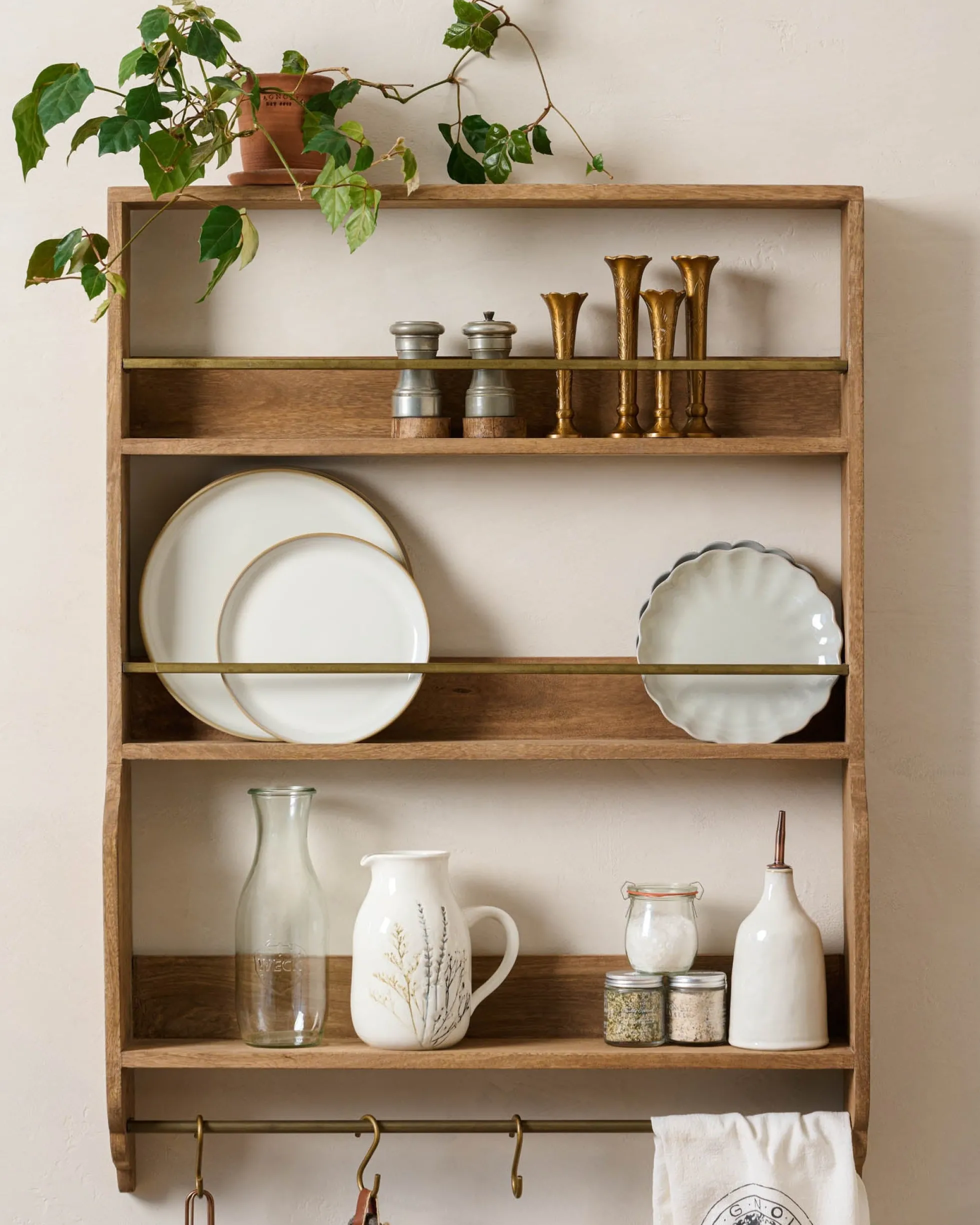 Hannon Wood and Brass Display Shelf