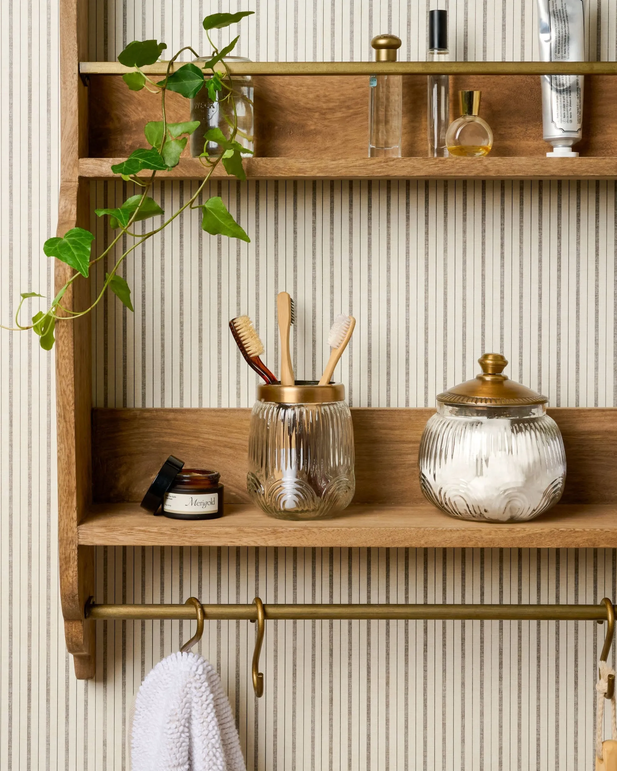 Hannon Wood and Brass Display Shelf