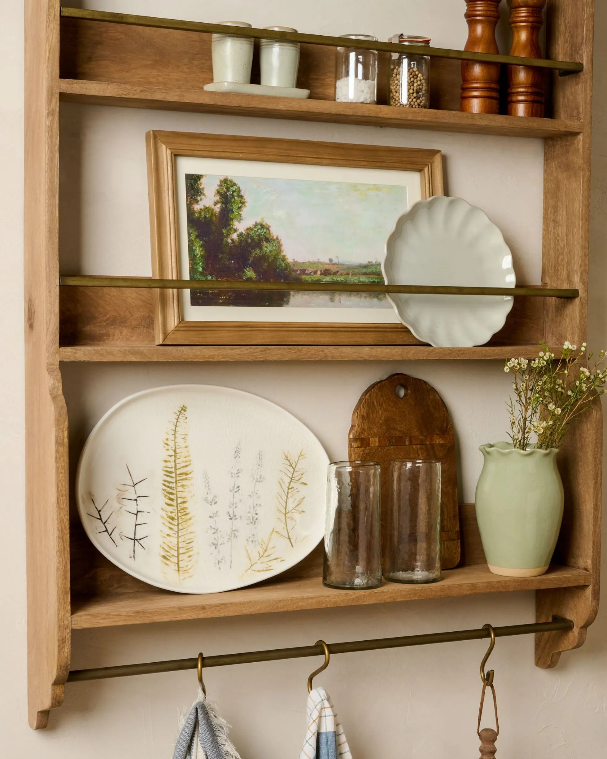 Hannon Wood and Brass Display Shelf