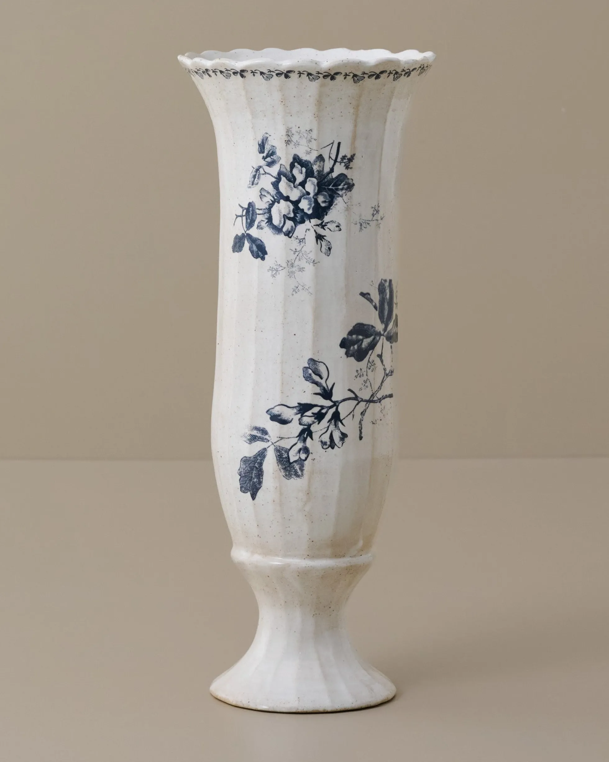 Heirloom Garden Navy Floral Footed Vase