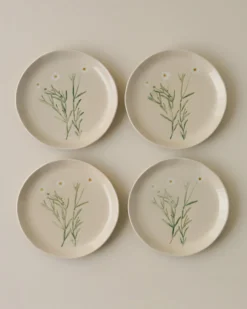 Jo's Pressed Floral Dessert Plate Set of Four