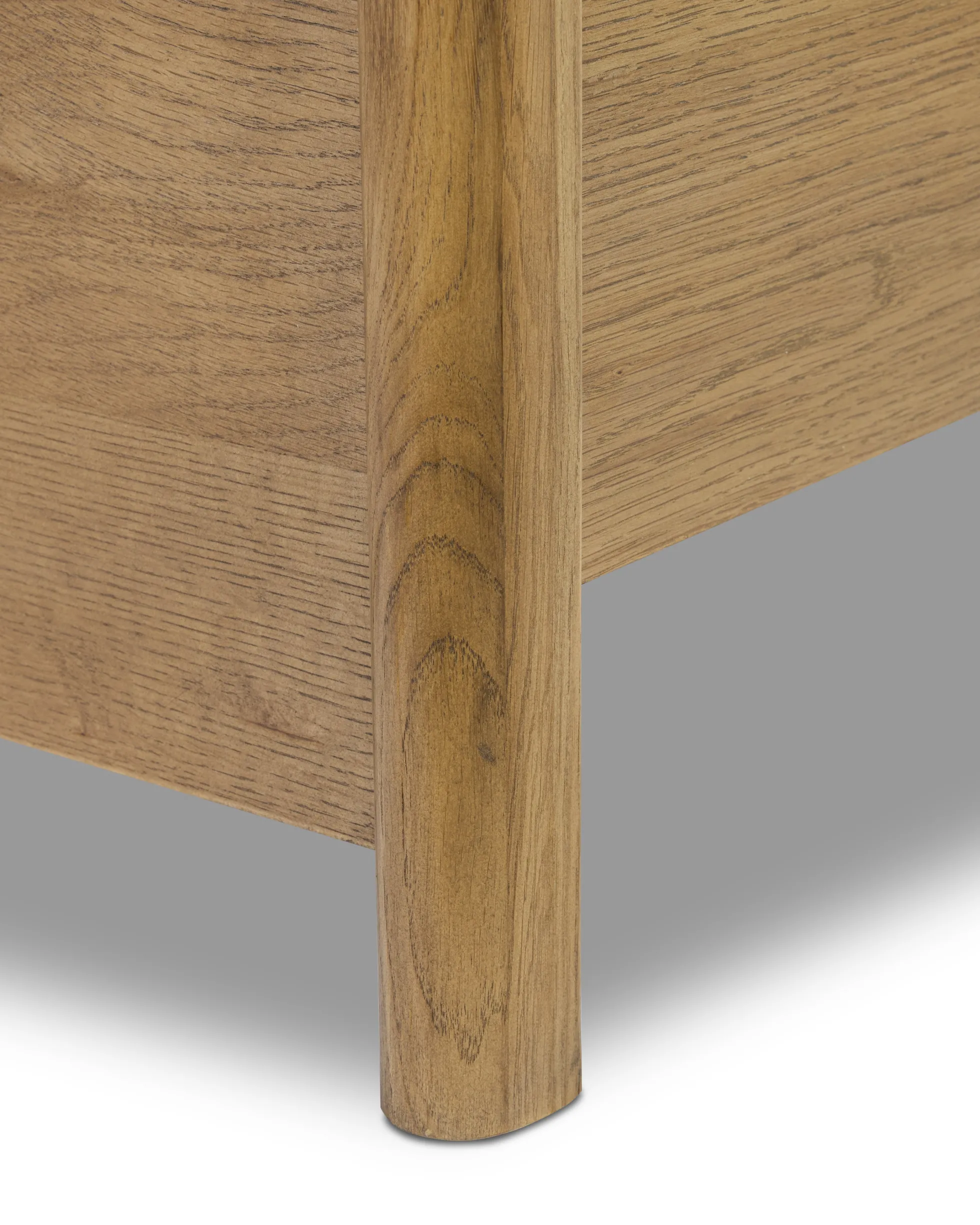 Kennie Upholstered Bed Frame with Carved Solid Oak and Linen Headboard
