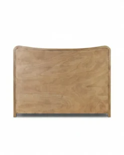 Kennie Upholstered Bed Frame with Carved Solid Oak and Linen Headboard