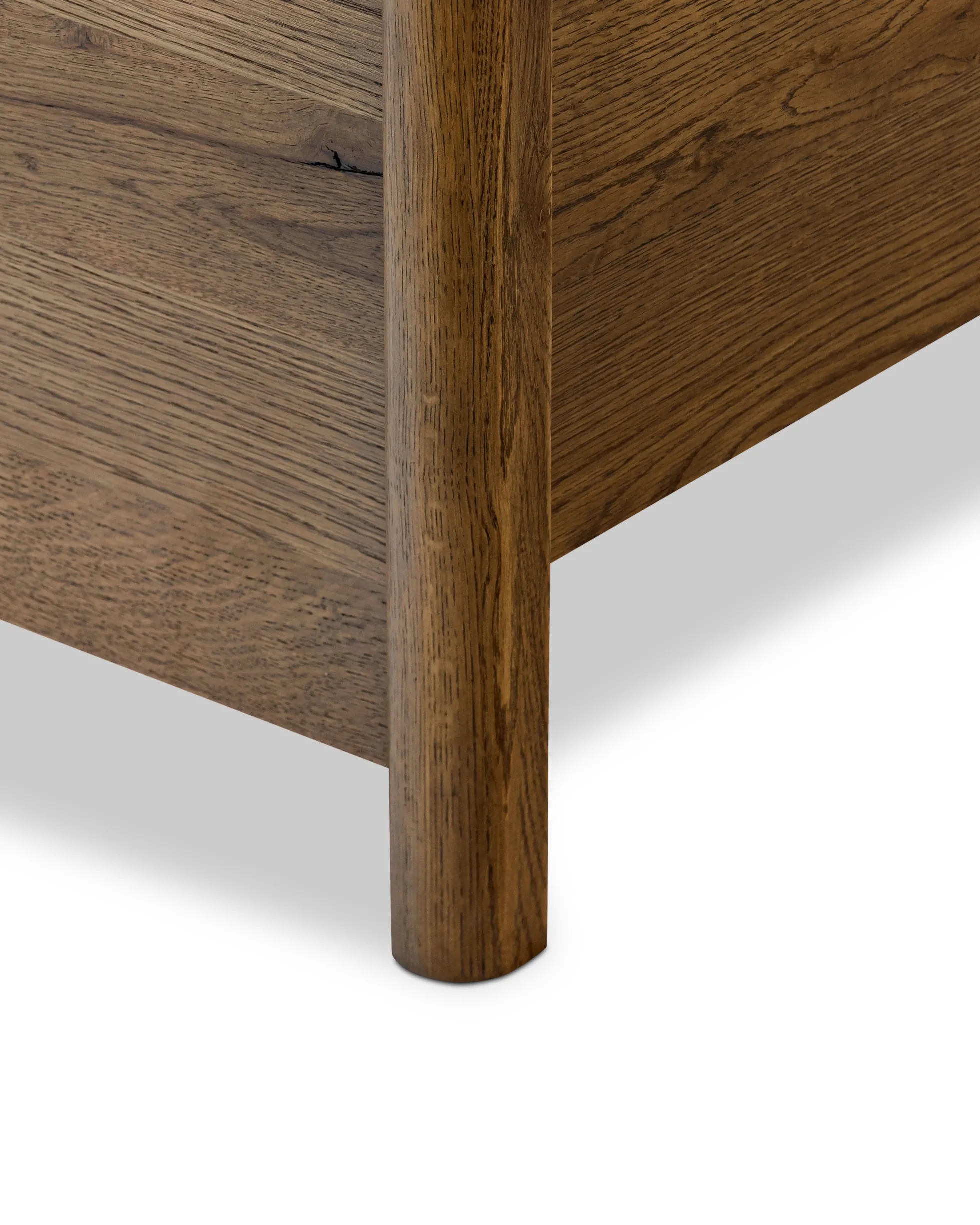 Kennie Upholstered Bed Frame with Carved Solid Oak and Linen Headboard