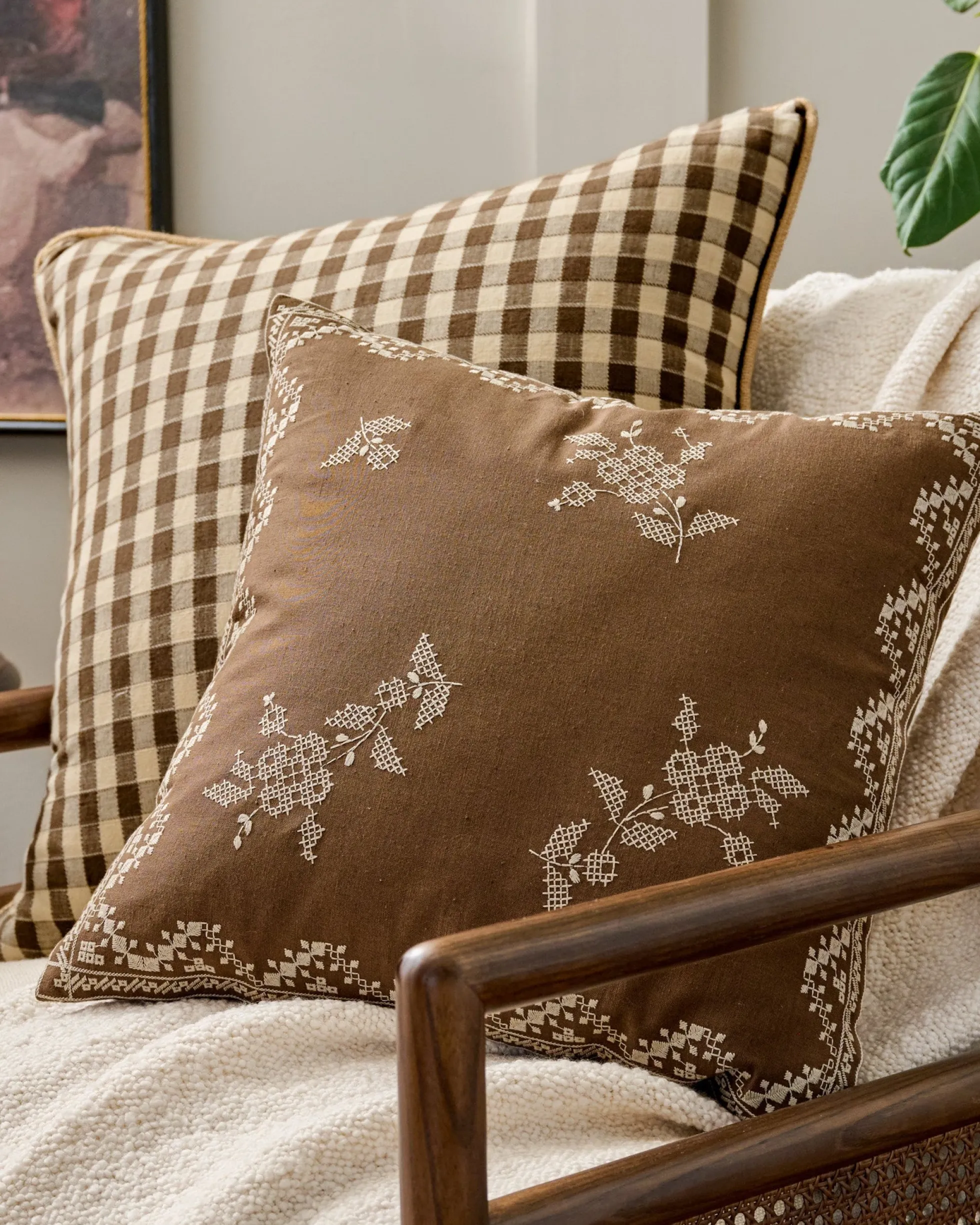 Lacey Embroidered Throw Pillow