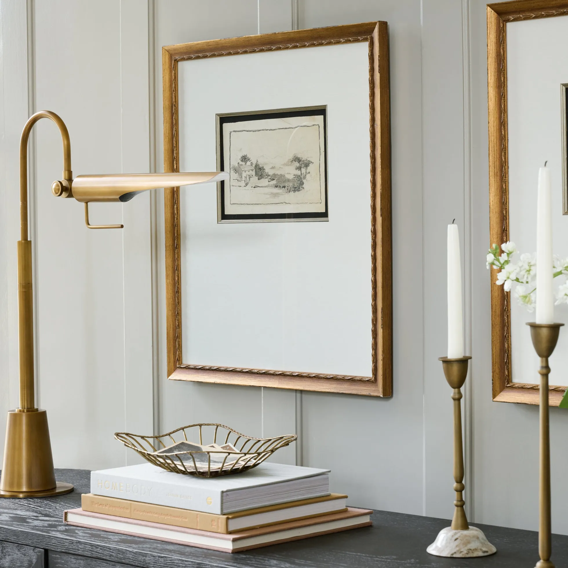 Linear Natural Brass Task Lamp